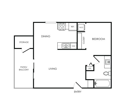 the floor plan for a two bedroom apartment at The Winslow