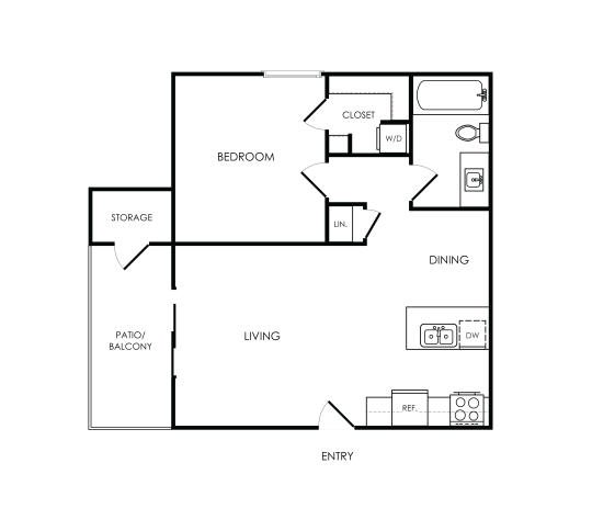 the floor plan for a two bedroom apartment at The Winslow