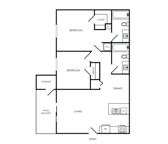 the floor plan for a two bedroom apartment at The Winslow